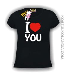 I love you-kocham Cię -koszulka damska czarna