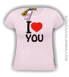 I love you-kocham Cię -koszulka damska różowa