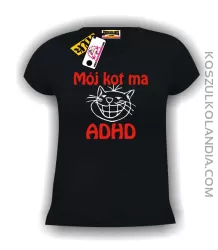 Mój KOT ma ADHD - koszulka damska czarna