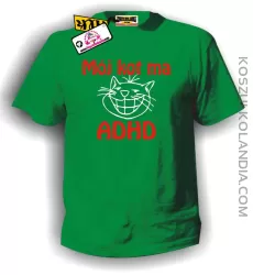Mój KOT ma ADHD - koszulka męska zielona