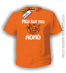 Mój KOT ma ADHD - koszulka męska pomarańczowa