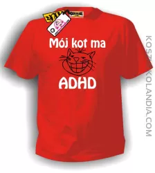 Mój KOT ma ADHD - koszulka męska czerwona