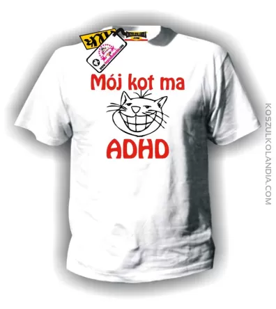Mój KOT ma ADHD - koszulka męska biała