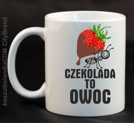 Czekolada to owoc - Kubek ceramiczny biały