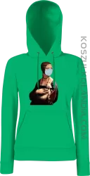 Dama z Gronostajem w okresie pandemii koronawirusa - bluza damska z kapturem zielona