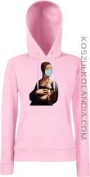 Dama z Gronostajem w okresie pandemii koronawirusa - bluza damska z kapturem różowa