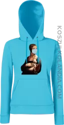 Dama z Gronostajem w okresie pandemii koronawirusa - bluza damska z kapturem azure
