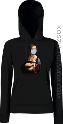 Dama z Gronostajem w okresie pandemii koronawirusa - bluza damska z kapturem czarna