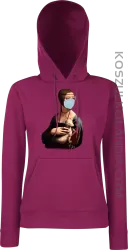 Dama z Gronostajem w okresie pandemii koronawirusa - bluza damska z kapturem burgundowa