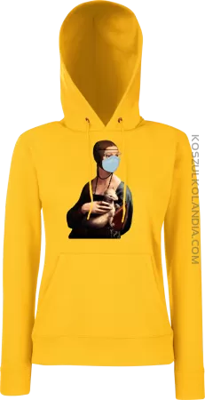 Dama z Gronostajem w okresie pandemii koronawirusa - bluza damska z kapturem 