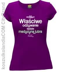 Właściwe odżywianie będzie medycyną jutra - koszulka damska fioletowa