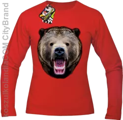 Miś Grizzly Real Foto - Longsleeve Męski - Czerwony