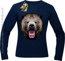 Miś Grizzly Real Foto - Longsleeve Męski - Granatowy