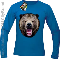 Miś Grizzly Real Foto - Longsleeve Męski - Niebieski