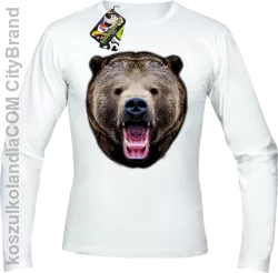 Miś Grizzly Real Foto - Longsleeve Męski - Biały