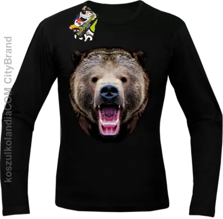 Miś Grizzly Real Foto - Longsleeve Męski - Czrany