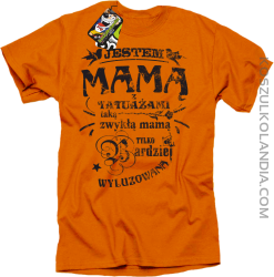 Jestem Mamą z tatuażami - Koszulka męska pomarańcz 