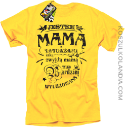 Jestem Mamą z tatuażami - Koszulka męska żółta 
