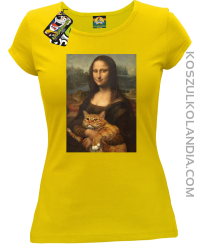 Mona Lisa z kotem - Koszulka damska żółta 