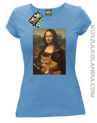 Mona Lisa z kotem - Koszulka damska błękit 