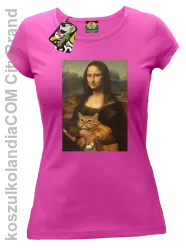 Mona Lisa z kotem - Koszulka damska fuchsia 