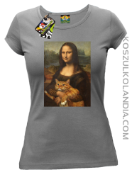 Mona Lisa z kotem - Koszulka damska szara 