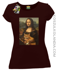 Mona Lisa z kotem - Koszulka damska brąz 