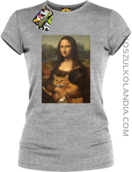 Mona Lisa z kotem - Koszulka damska melanż 