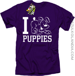 I love puppies - kocham szczeniaki - Koszulka męska fiolet