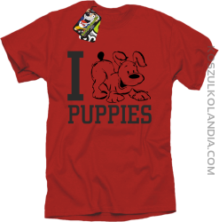 I love puppies - kocham szczeniaki - Koszulka męska red