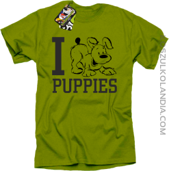 I love puppies - kocham szczeniaki - Koszulka męska kiwi