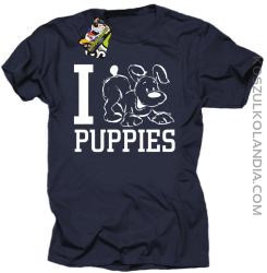 I love puppies - kocham szczeniaki - Koszulka męska granat