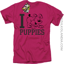 I love puppies - kocham szczeniaki - Koszulka męska fuchsia
