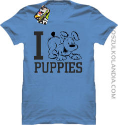 I love puppies - kocham szczeniaki - Koszulka męska błękit