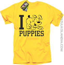 I love puppies - kocham szczeniaki - Koszulka męska żółty