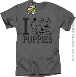 I love puppies - kocham szczeniaki - Koszulka męska szara