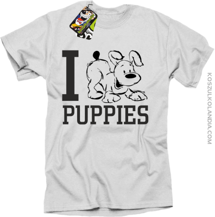 I love puppies - kocham szczeniaki - Koszulka męska biały
