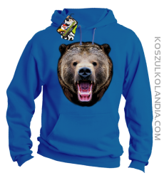 Miś Grizzly Real Foto - Bluza z kapturem- Niebieski