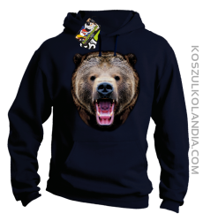 Miś Grizzly Real Foto - Bluza z kapturem - Granatowy