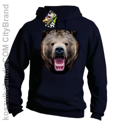 Miś Grizzly Real Foto - Bluza z kapturem - Granatowy