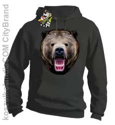 Miś Grizzly Real Foto - Bluza z kapturem - Szary