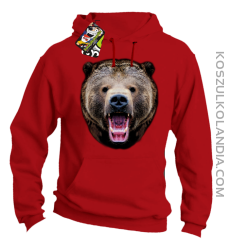 Miś Grizzly Real Foto - Bluza z kapturem - Czerwony