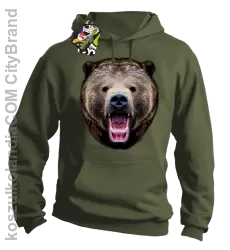 Miś Grizzly Real Foto - Bluza z kapturem - Khaki