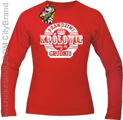 Prawdziwi królowie rodzą się w grudniu - Longsleeve męski czerwona 