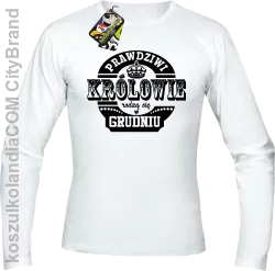 Prawdziwi królowie rodzą się w grudniu - Longsleeve męski biały 