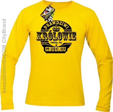 Prawdziwi królowie rodzą się w grudniu - Longsleeve męski żółty 