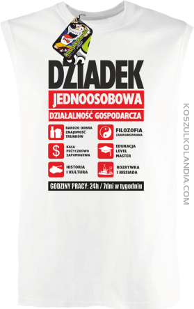 DZIADEK - Jednoosobowa działalność gospodarcza - bezrękawnik męski TANK TOP - Biały