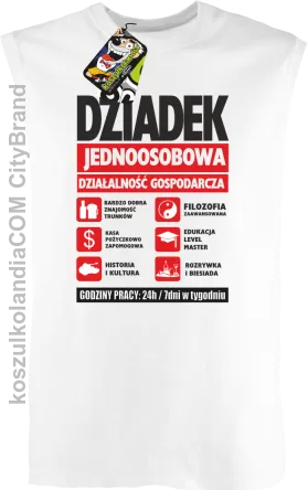 DZIADEK - Jednoosobowa działalność gospodarcza - bezrękawnik męski TANK TOP - Biały