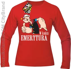 POPEYE w Końcu emerytura - Longsleeve męski czerwona 