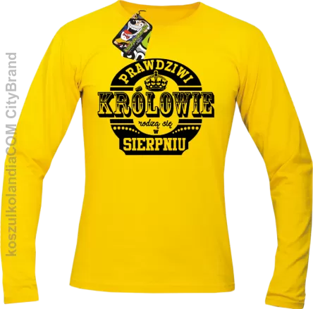 Prawdziwi Królowie rodzą się w Sierpniu - Longsleeve męski żółty 